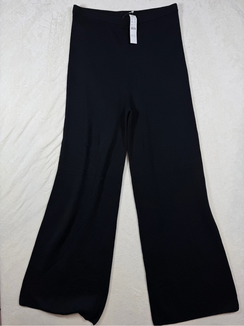 NWT J. Crew Size Medium 100% Wool Black Wide-Leg Knit Pants